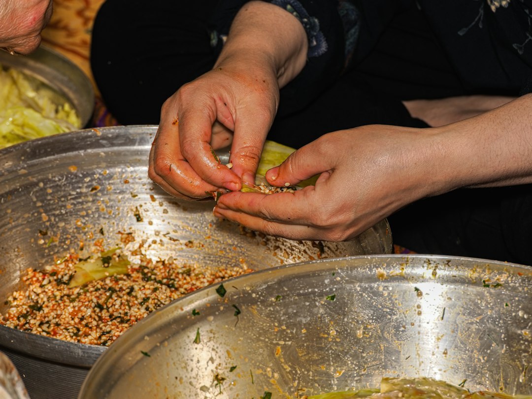 slicing fresh bread